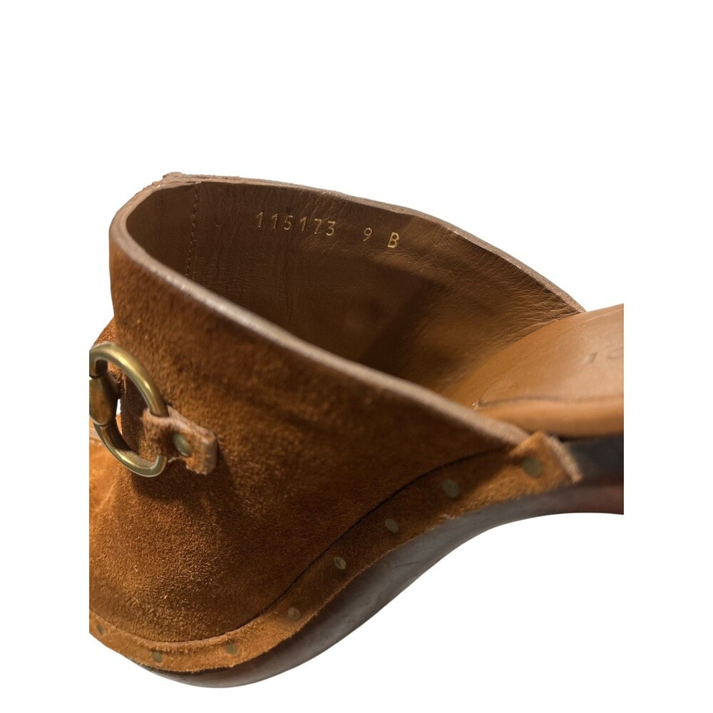 Y2K Gucci Brown Suede Horsebit Platform Mule Clogs Heels Size 7.5 Made in Italy - Picture 13 of 13